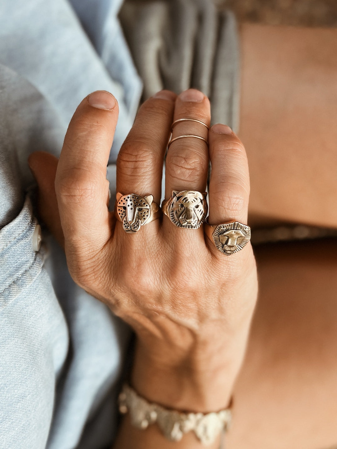 MIMOSA Handcrafted Jaguar Ring, Tiger Ring, and Lion Ring