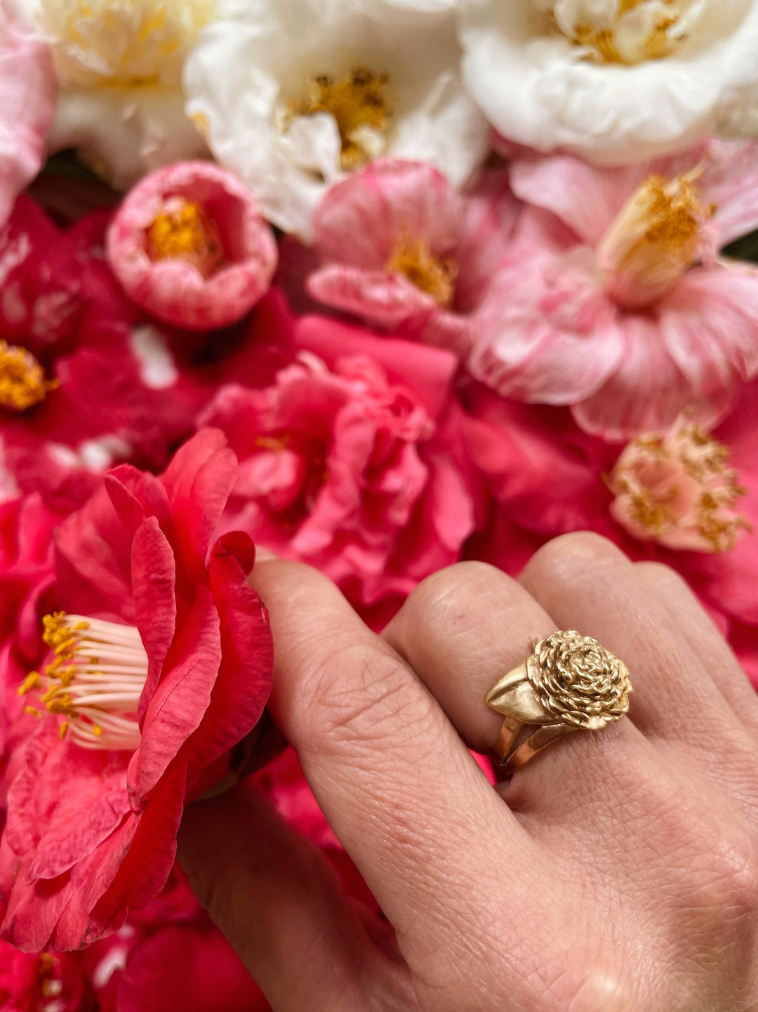 MIMOSA Handcrafted Camellia Flower Ring