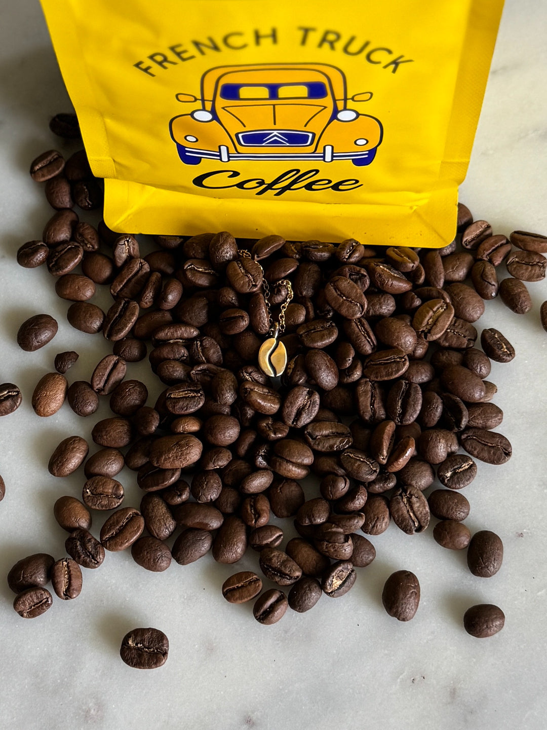 Bronze Coffee Bean Pendant from MIMOSA Handcrafted with French Truck Coffee