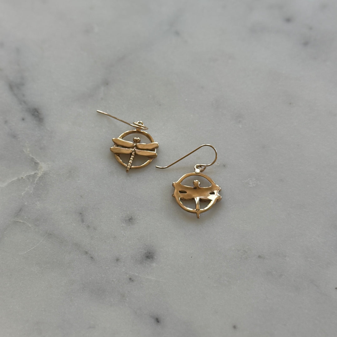 Dragonfly Earrings in Bronze