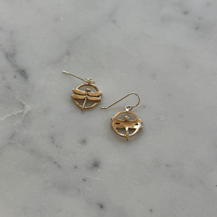 Dragonfly Earrings in Bronze