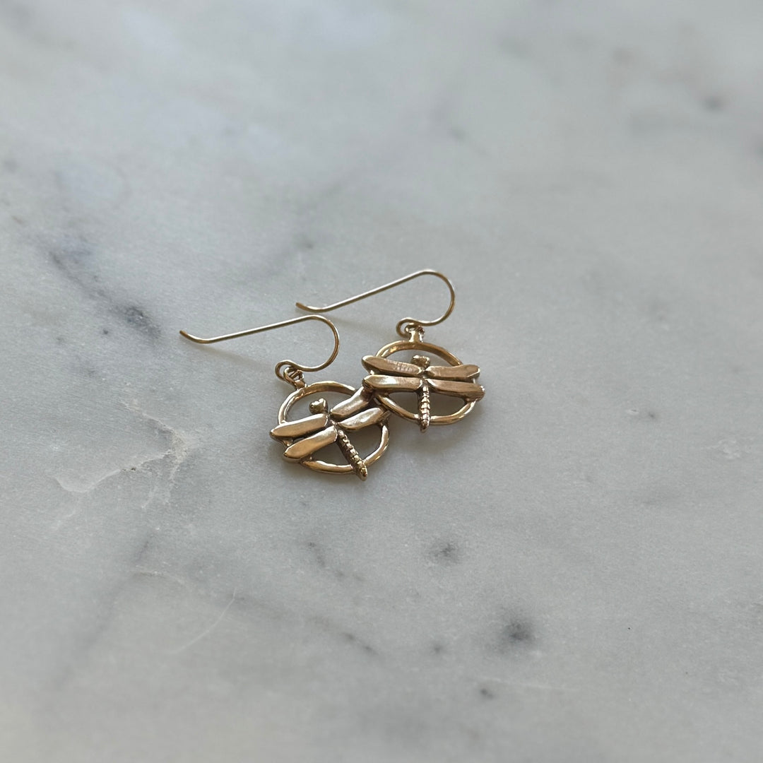 Dragonfly Earrings in Bronze