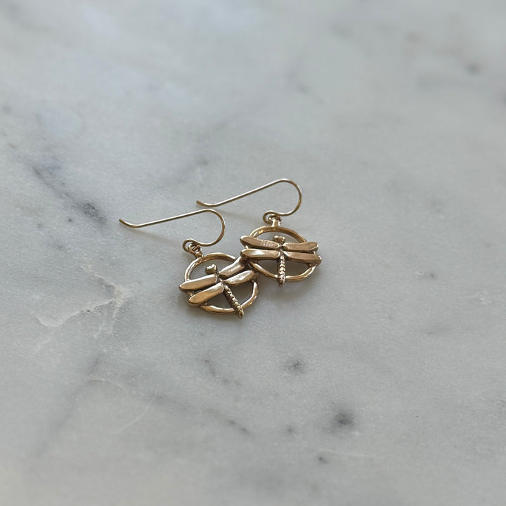 Dragonfly Earrings in Bronze