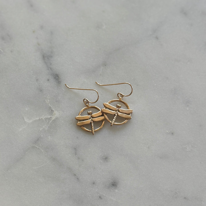 Dragonfly Earrings in Bronze