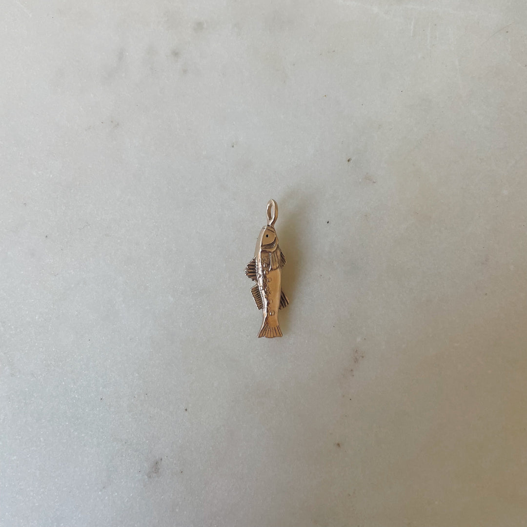 Speckled Trout Fish Pendant in 14K Yellow Gold 