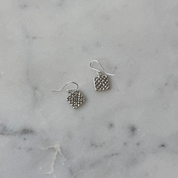 Handmade granny square earrings in sterling silver by MIMOSA Handcrafted