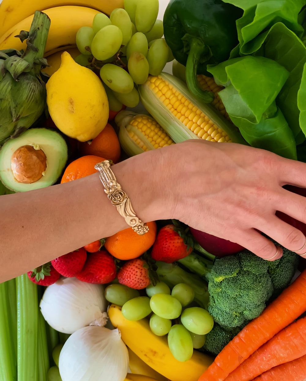 Bronze Fruits and Vegetables Harvest Bracelet from MIMOSA