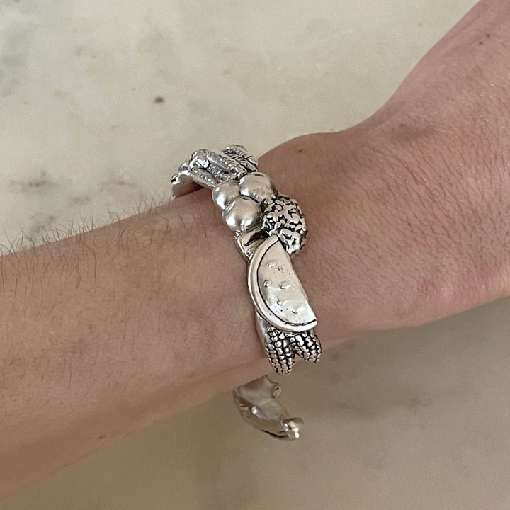 Sterling Silver Fruits and Vegetables Harvest Bracelet from MIMOSA