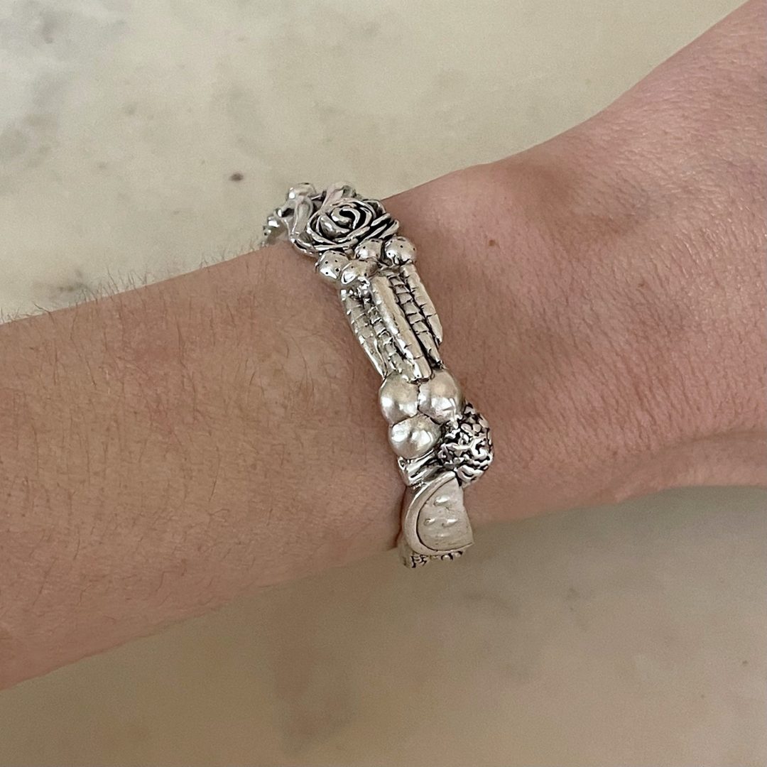 Sterling Silver Fruits and Vegetables Harvest Bracelet from MIMOSA