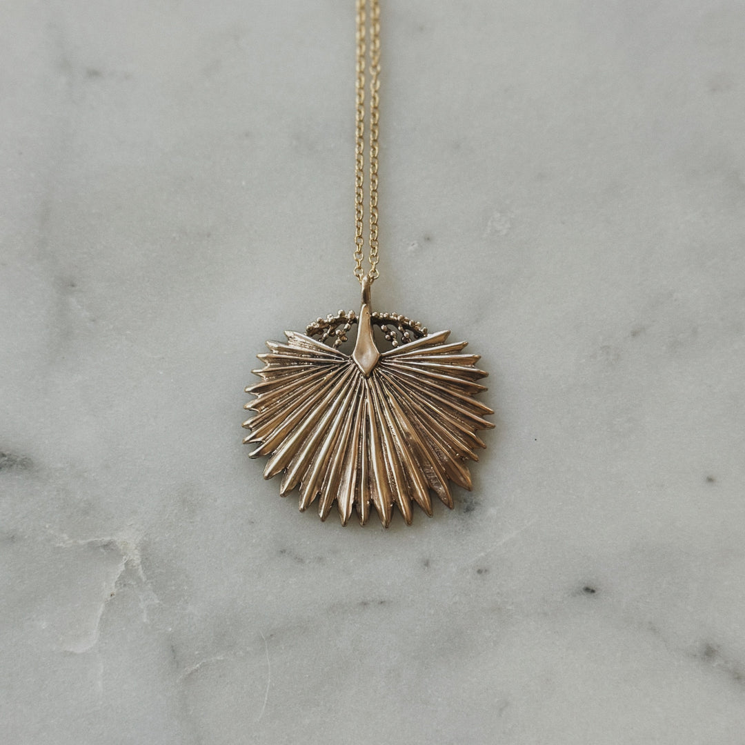 Large Palmetto Leaf Necklace in Bronze