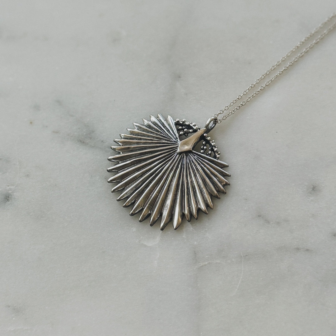Large Palmetto Leaf Necklace in Sterling Silver