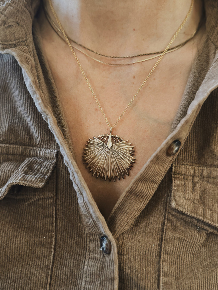 Large Palmetto Leaf Necklace in Bronze