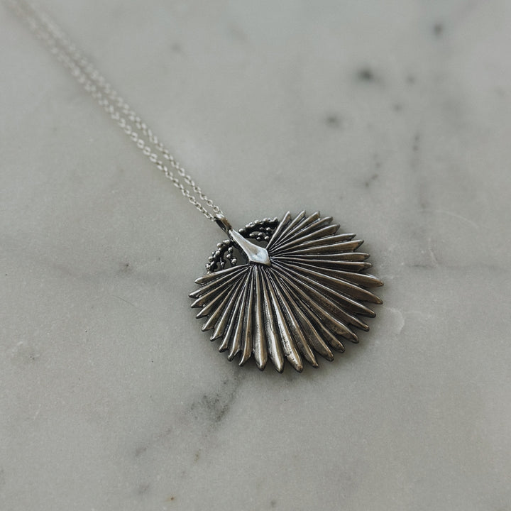 Large Palmetto Leaf Necklace in Sterling Silver