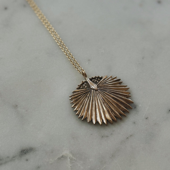 Large Palmetto Leaf Necklace in Bronze