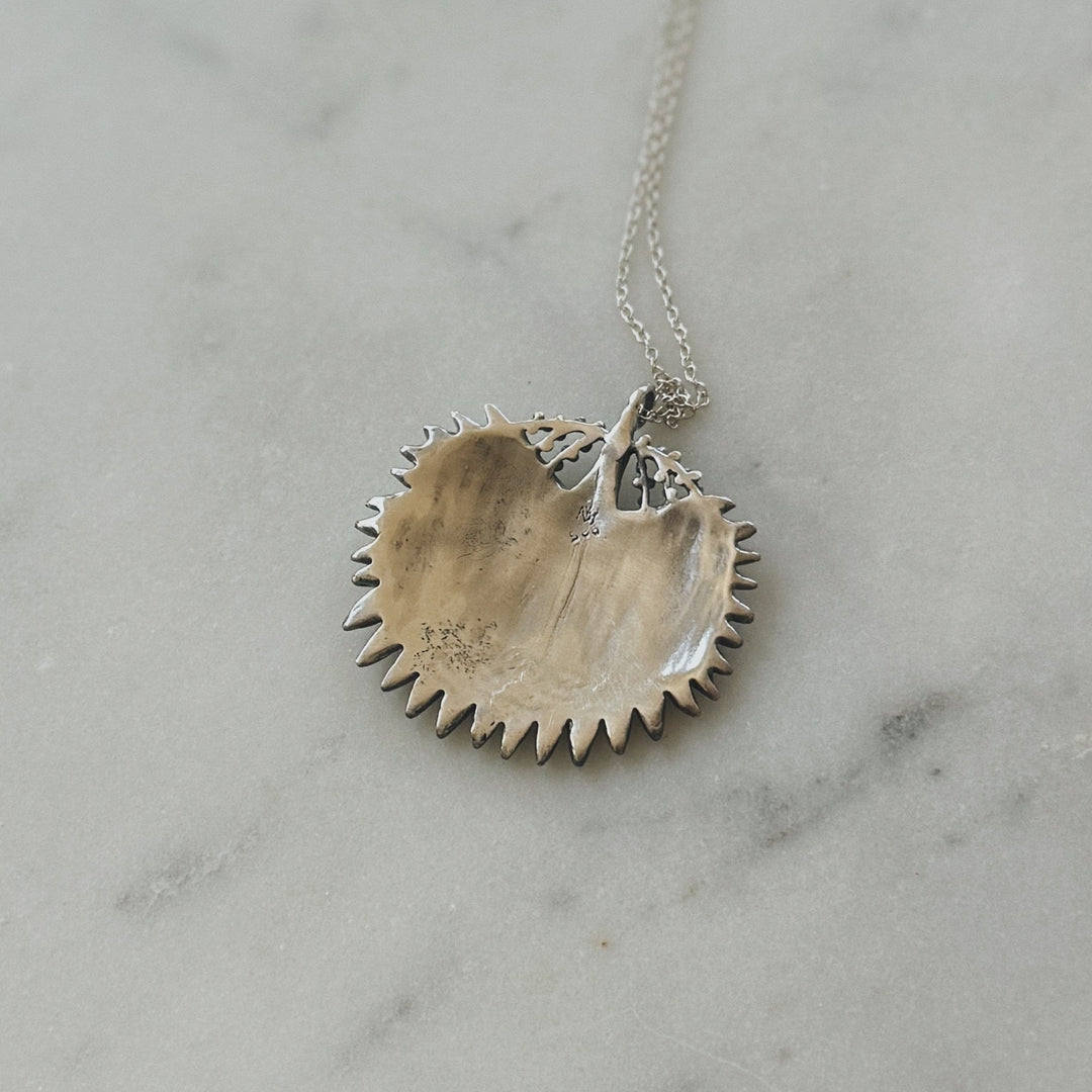 Large Palmetto Leaf Necklace in Sterling Silver