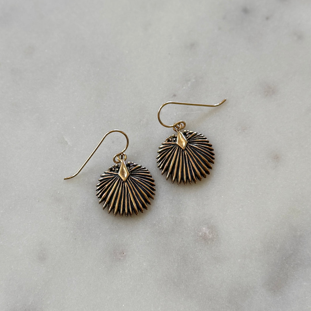Small Palmetto Leaf Earrings in Bronze | MIMOSA Handcrafted