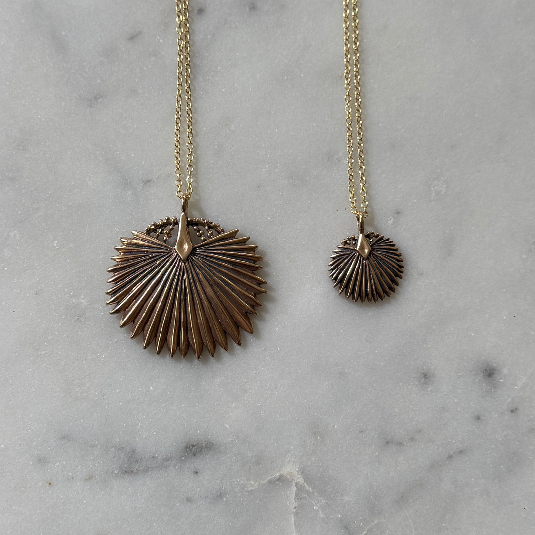 Large and Small Bronze Palmetto Necklaces from MIMOSA Handcrafted