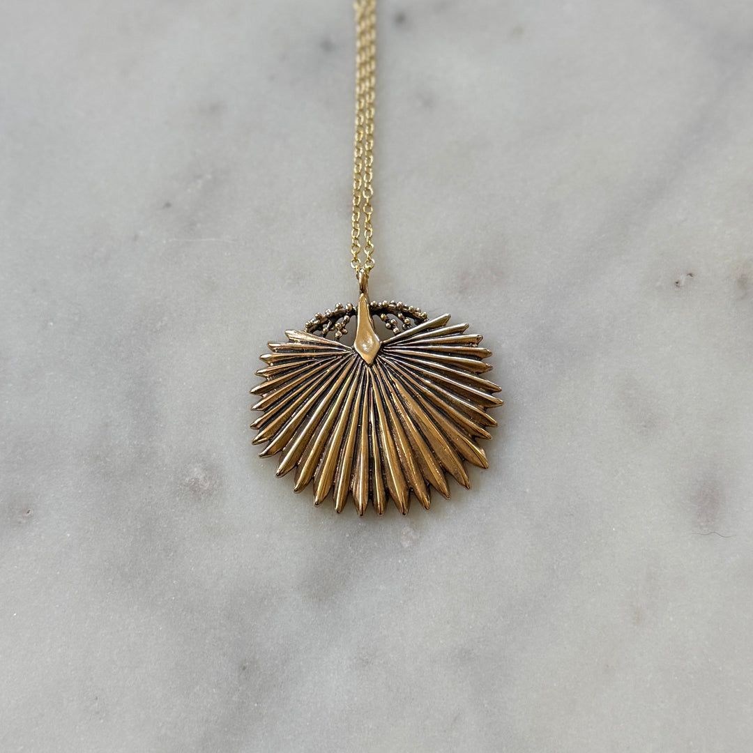 Large Palmetto Leaf Pendant in Bronze