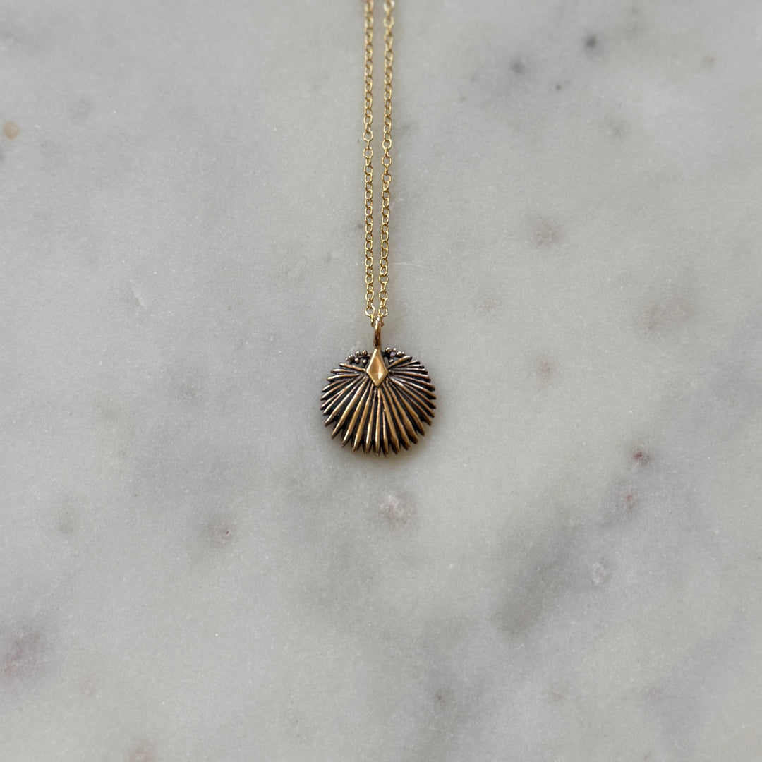 Small Palmetto Leaf Pendant in Bronze