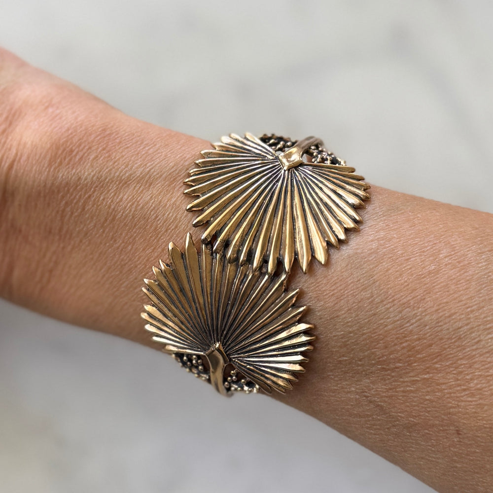 Person Wears Bronze Palmetto Leaf Bracelet | MIMOSA Handcrafted