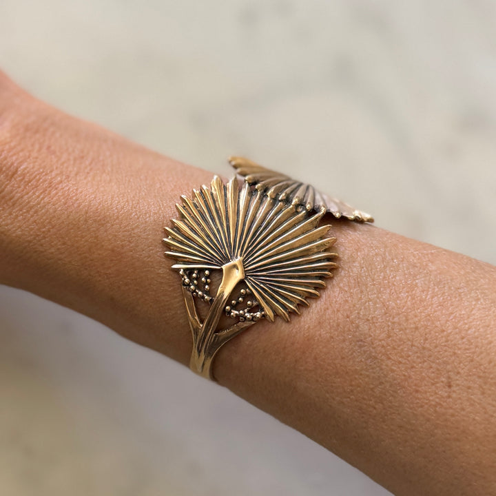 Person Wears Bronze Palmetto Leaf Bracelet | MIMOSA Handcrafted
