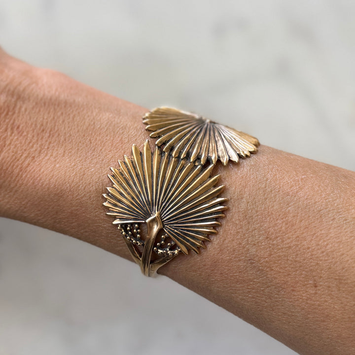 Person Wears Bronze Palmetto Leaf Bracelet | MIMOSA Handcrafted
