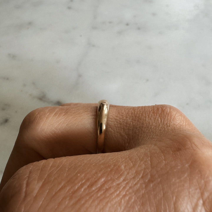 Person Wears the MIMOSA Handcrafted Petite Amanda Dome Ring in Bronze