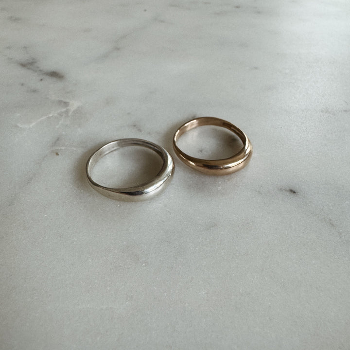 MIMOSA Handcrafted Petite Amanda Dome Ring in Bronze and Sterling Silver