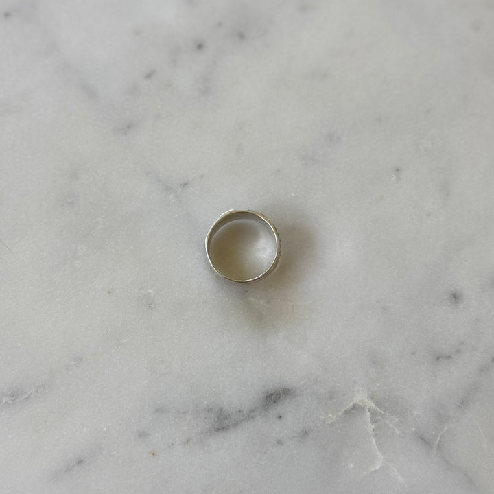 Handmade quilt square ring in sterling silver by MIMOSA Handcrafted