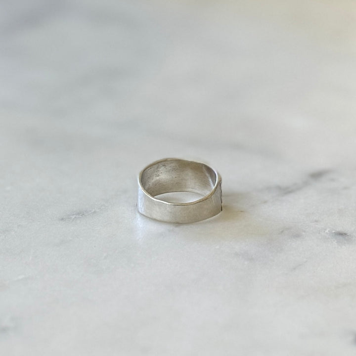 Handmade quilt square ring in sterling silver by MIMOSA Handcrafted