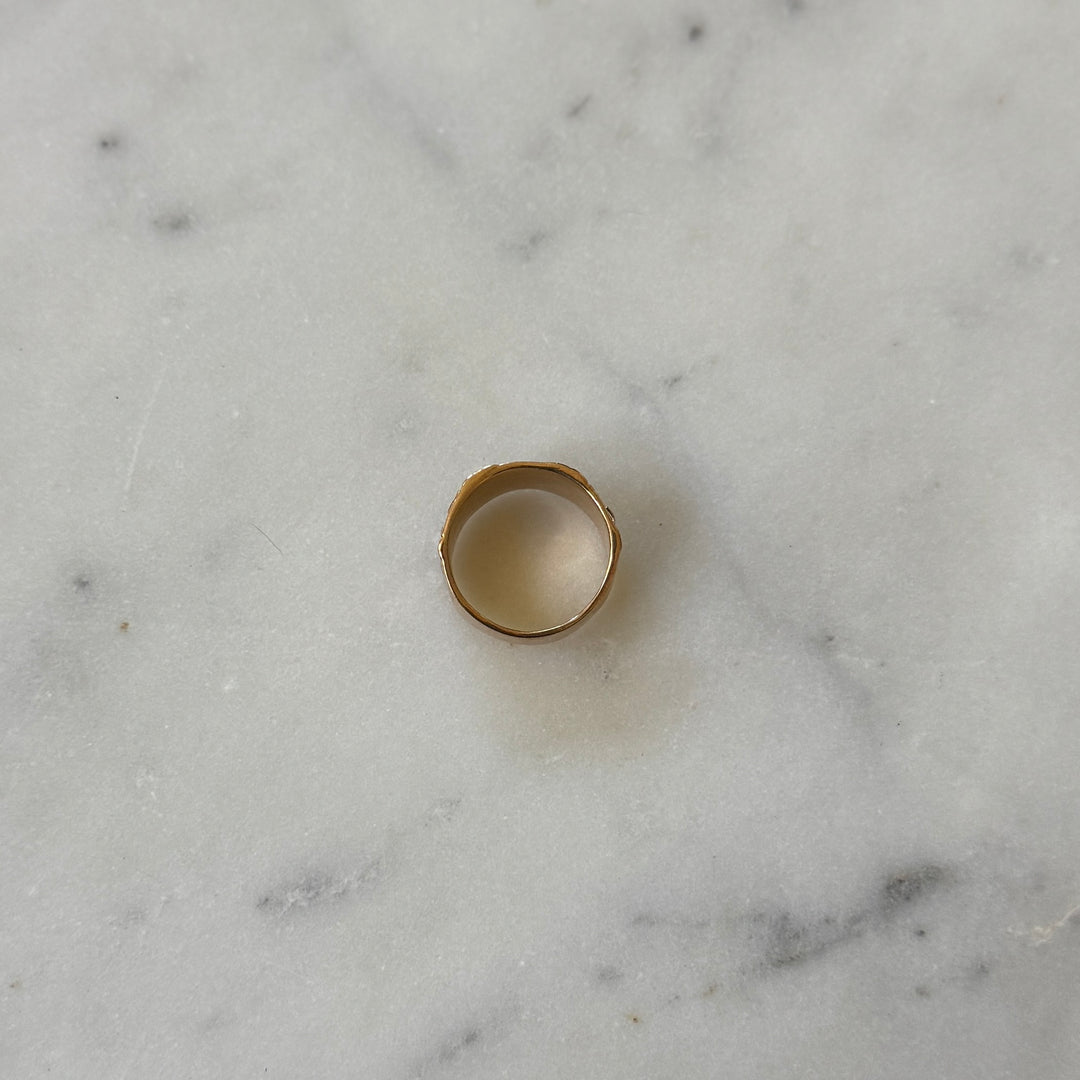 Handmade quilt square ring in bronze by MIMOSA Handcrafted