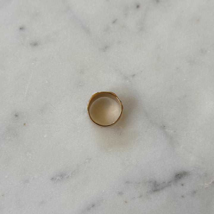 Handmade quilt square ring in bronze by MIMOSA Handcrafted