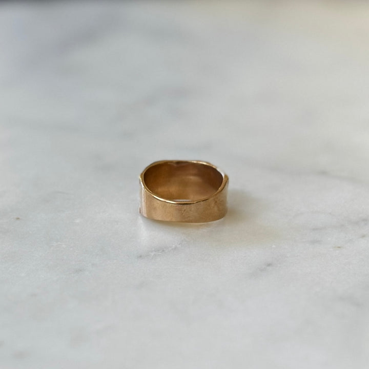 Handmade quilt square ring in bronze by MIMOSA Handcrafted