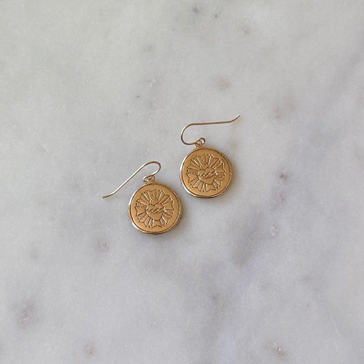Bronze Sacred Heart Earrings from MIMOSA Handcrafted