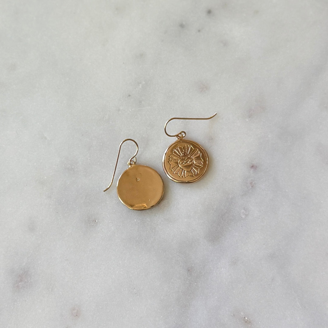 Bronze Sacred Heart Earrings from MIMOSA Handcrafted