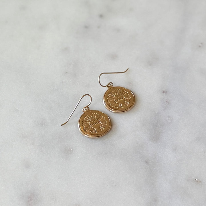 Bronze Sacred Heart Earrings from MIMOSA Handcrafted