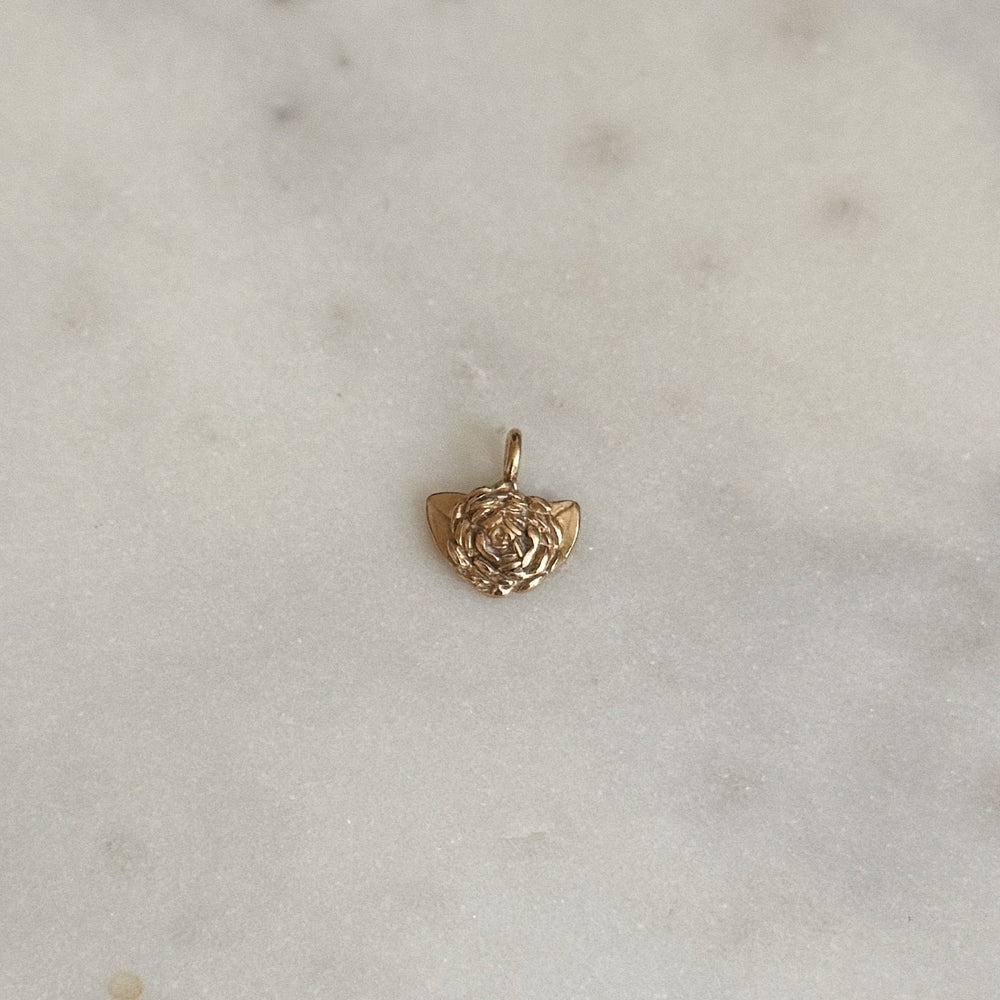 MIMOSA Handcrafted Small Camellia Flower Pendant in Bronze