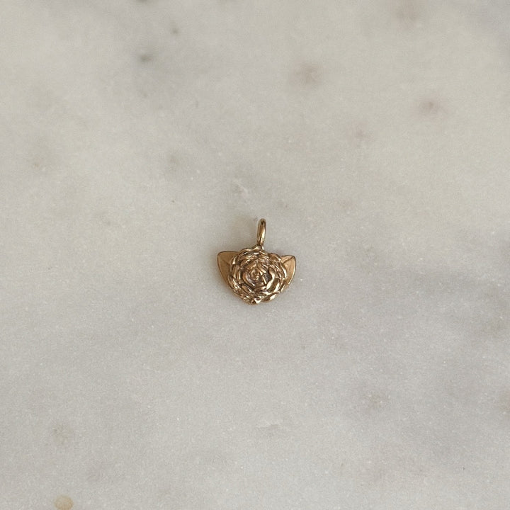 MIMOSA Handcrafted Small Camellia Flower Pendant in Bronze