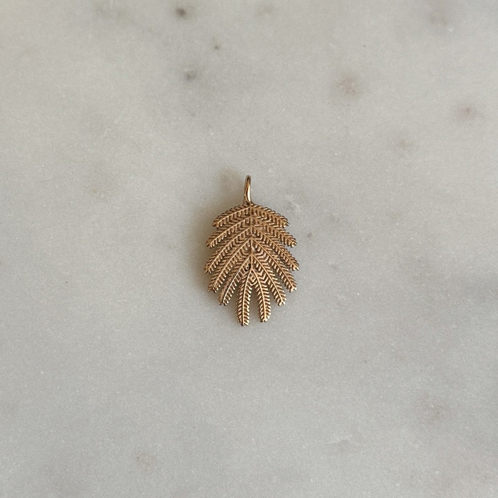 Handmade Bronze Small Mimosa Leaf Pendant Necklace