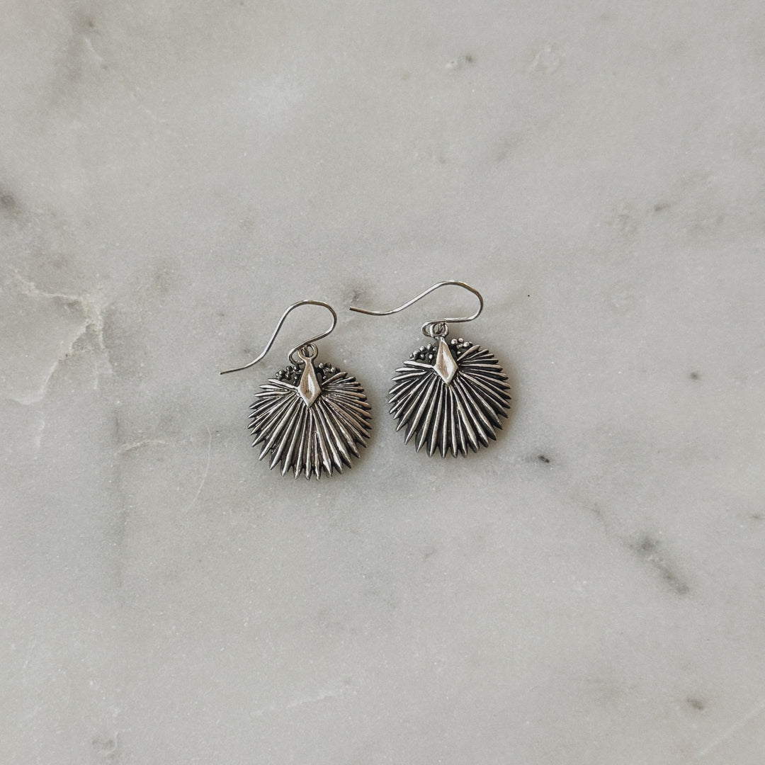 Sterling Silver Palmetto Leaf Earrings on Sterling Silver Ear Wires