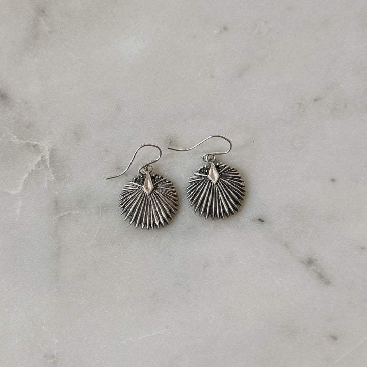 Sterling Silver Palmetto Leaf Earrings on Sterling Silver Ear Wires
