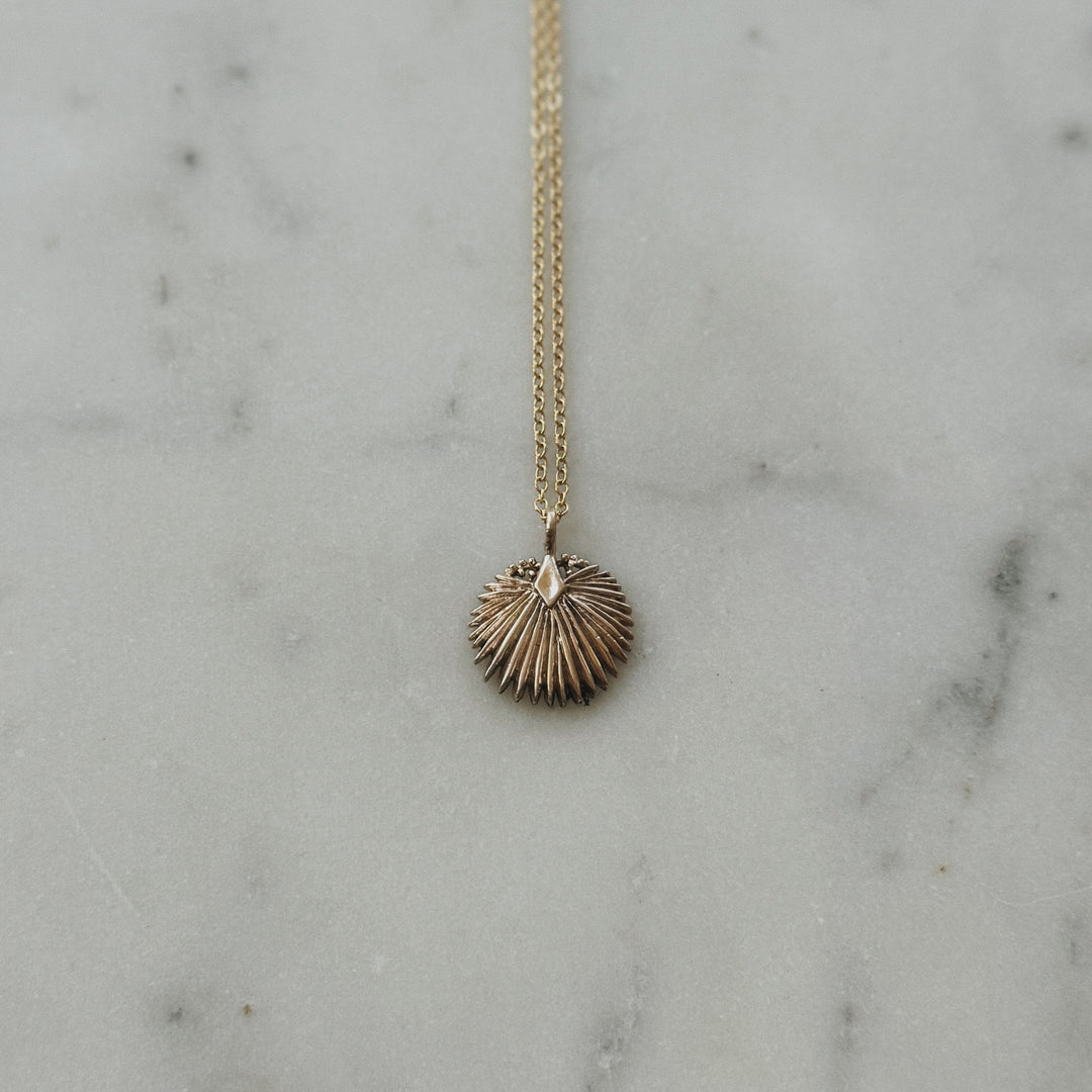 Small Palmetto Leaf Necklace in Bronze