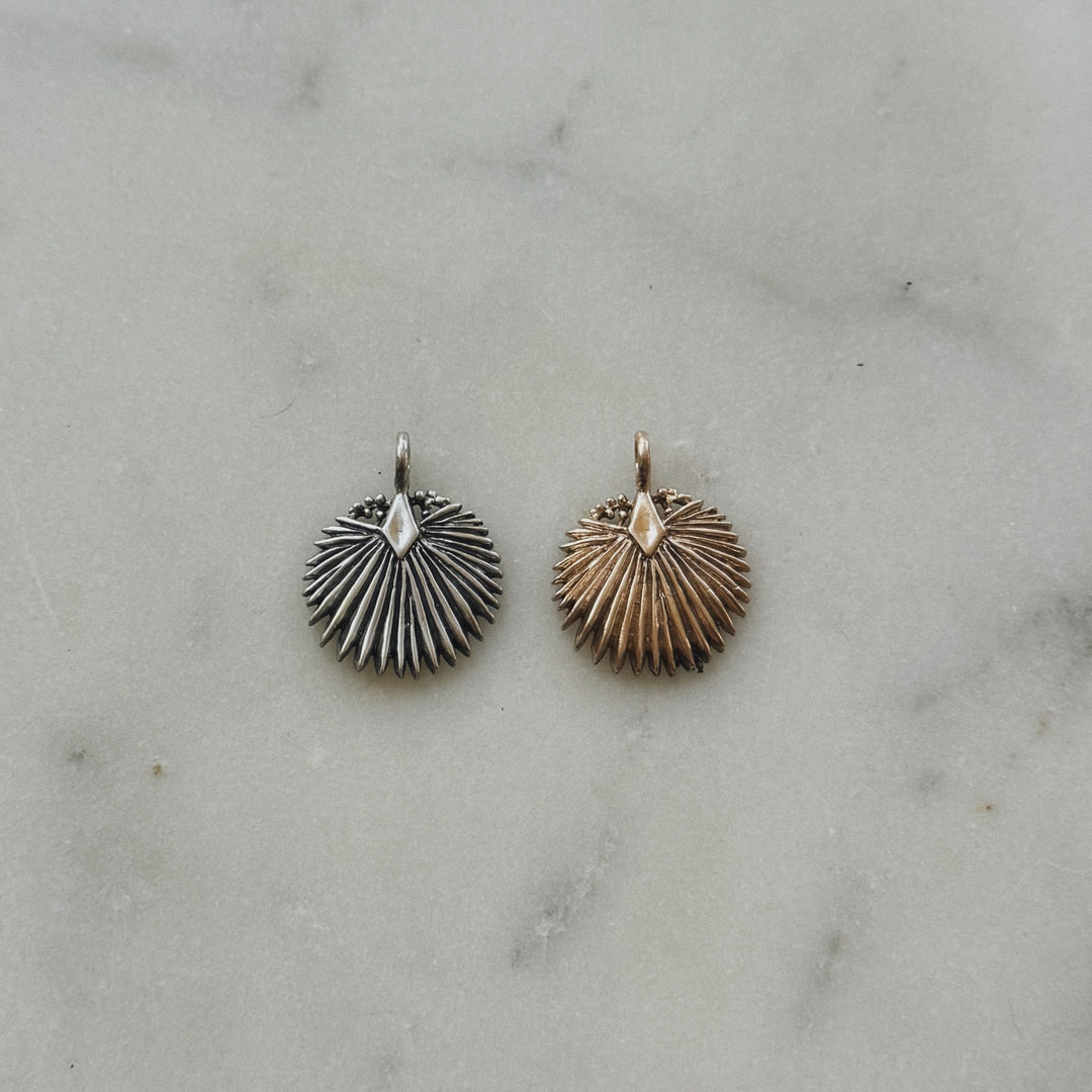Small Palmetto Leaf Pendants in Bronze and Sterling Silver