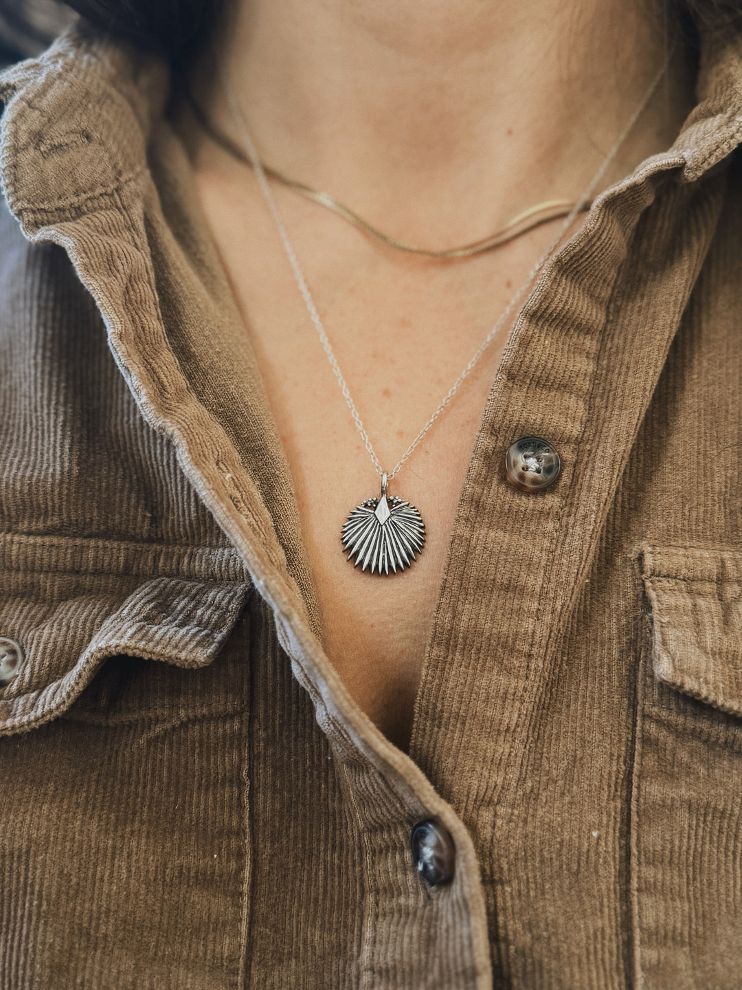 Small Palmetto Leaf Necklace in Sterling Silver