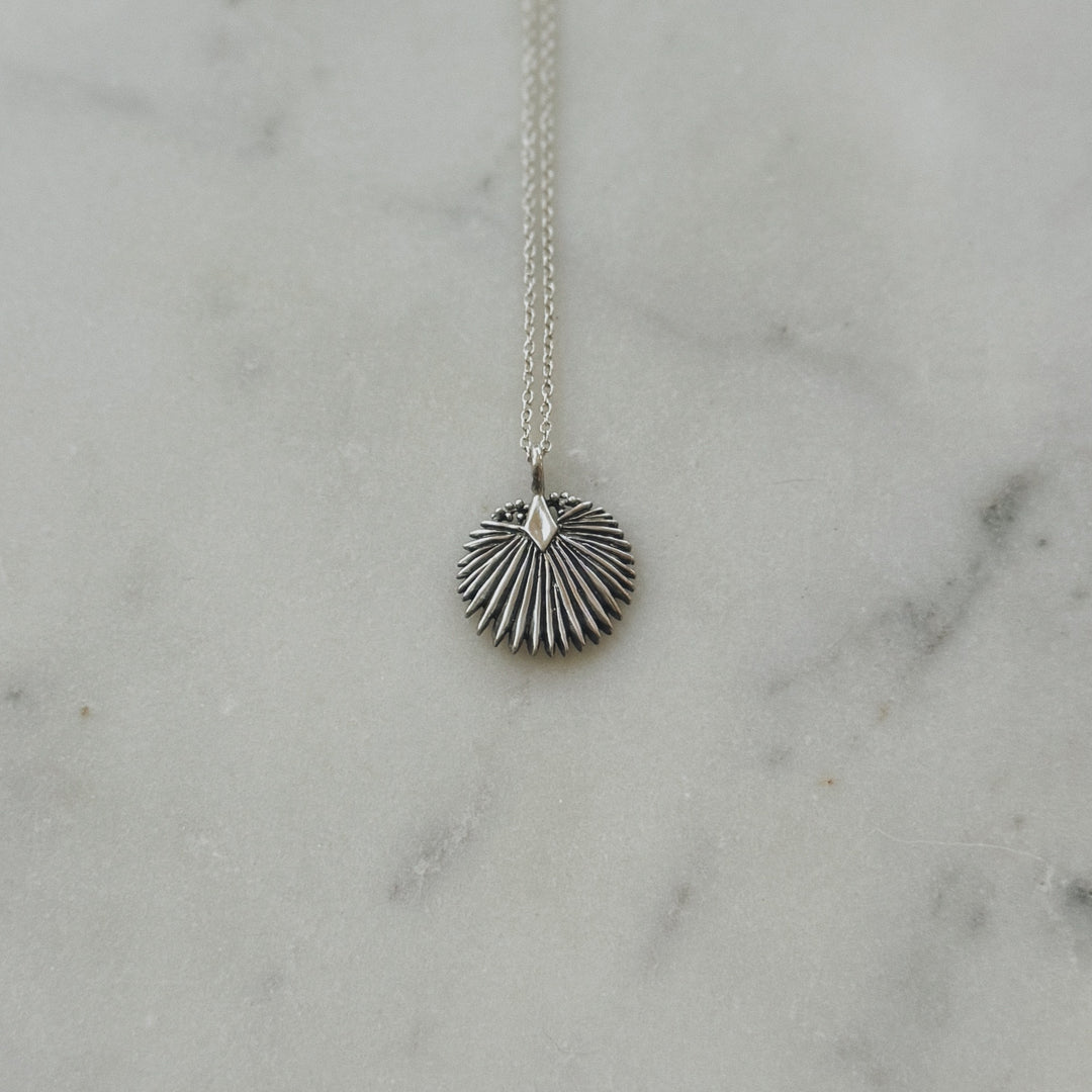 Small Palmetto Leaf Necklace in Sterling Silver