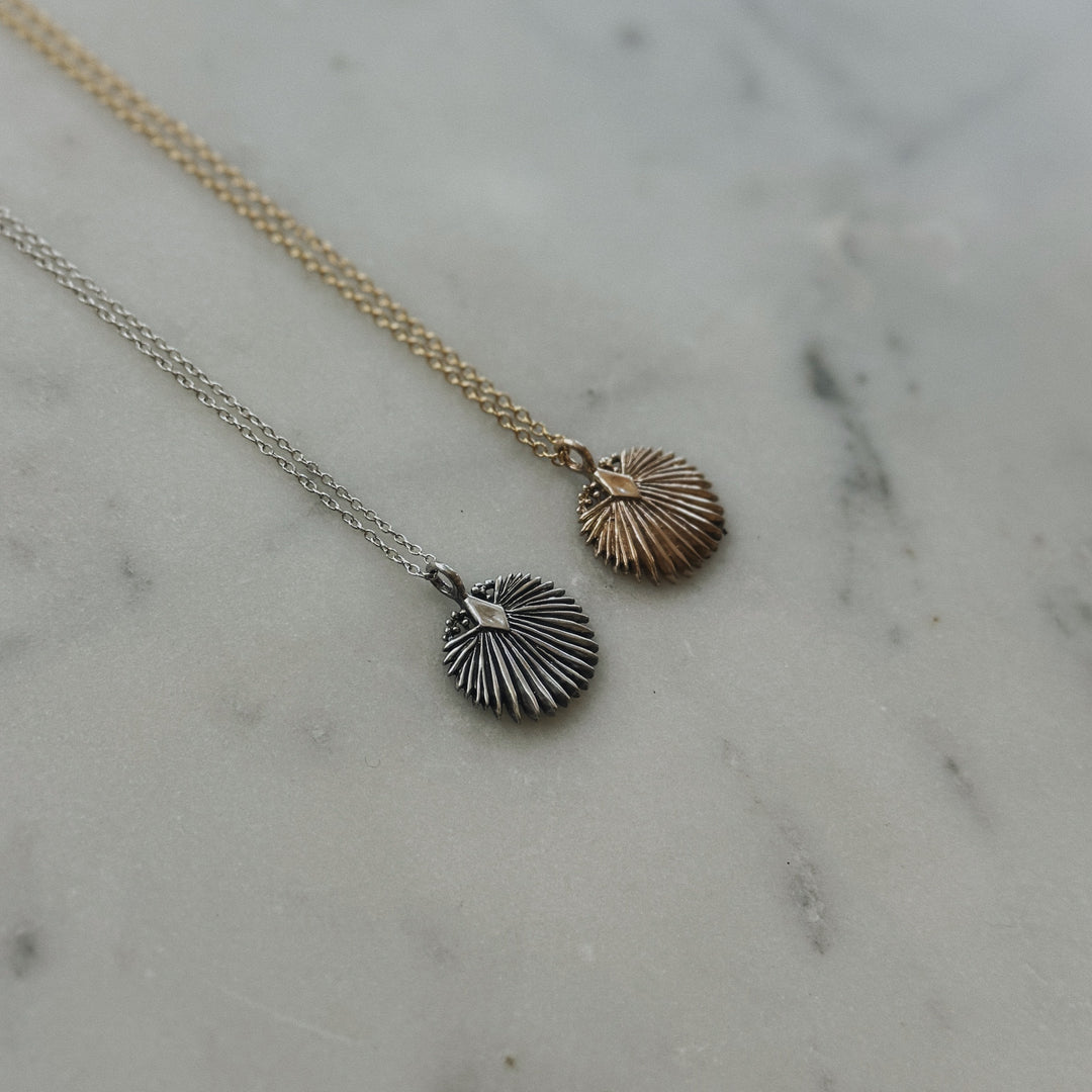 Small Palmetto Leaf Necklaces in Bronze and Sterling Silver