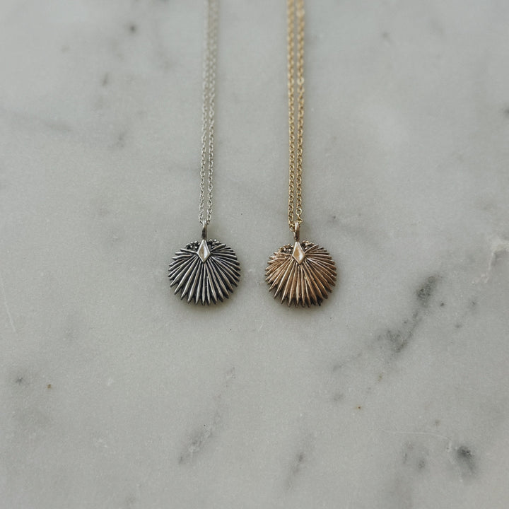 Small Palmetto Leaf Necklaces in Bronze and Sterling Silver