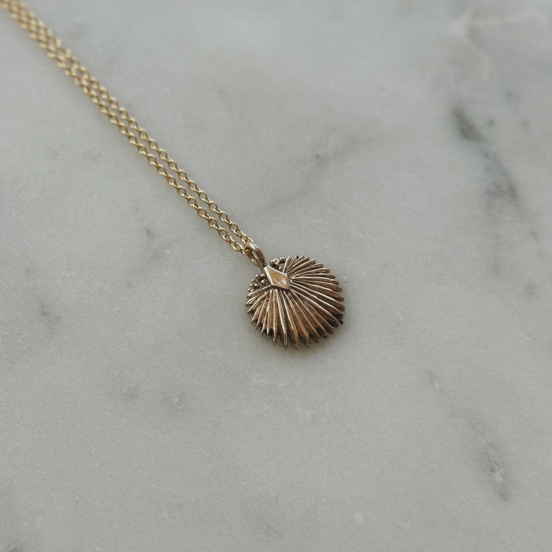 Small Palmetto Leaf Necklace in Bronze