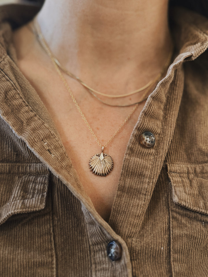 Small Palmetto Leaf Necklace in Bronze