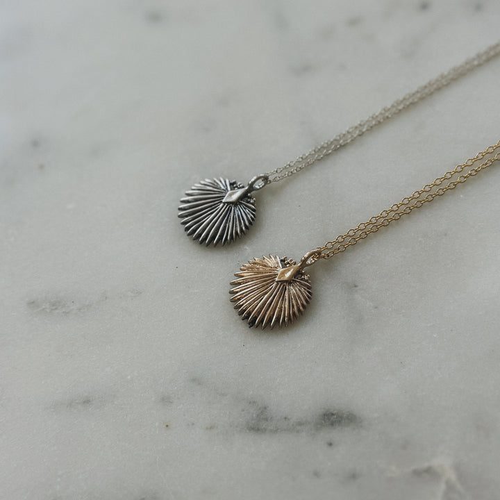Small Palmetto Leaf Necklaces in Bronze and Sterling Silver